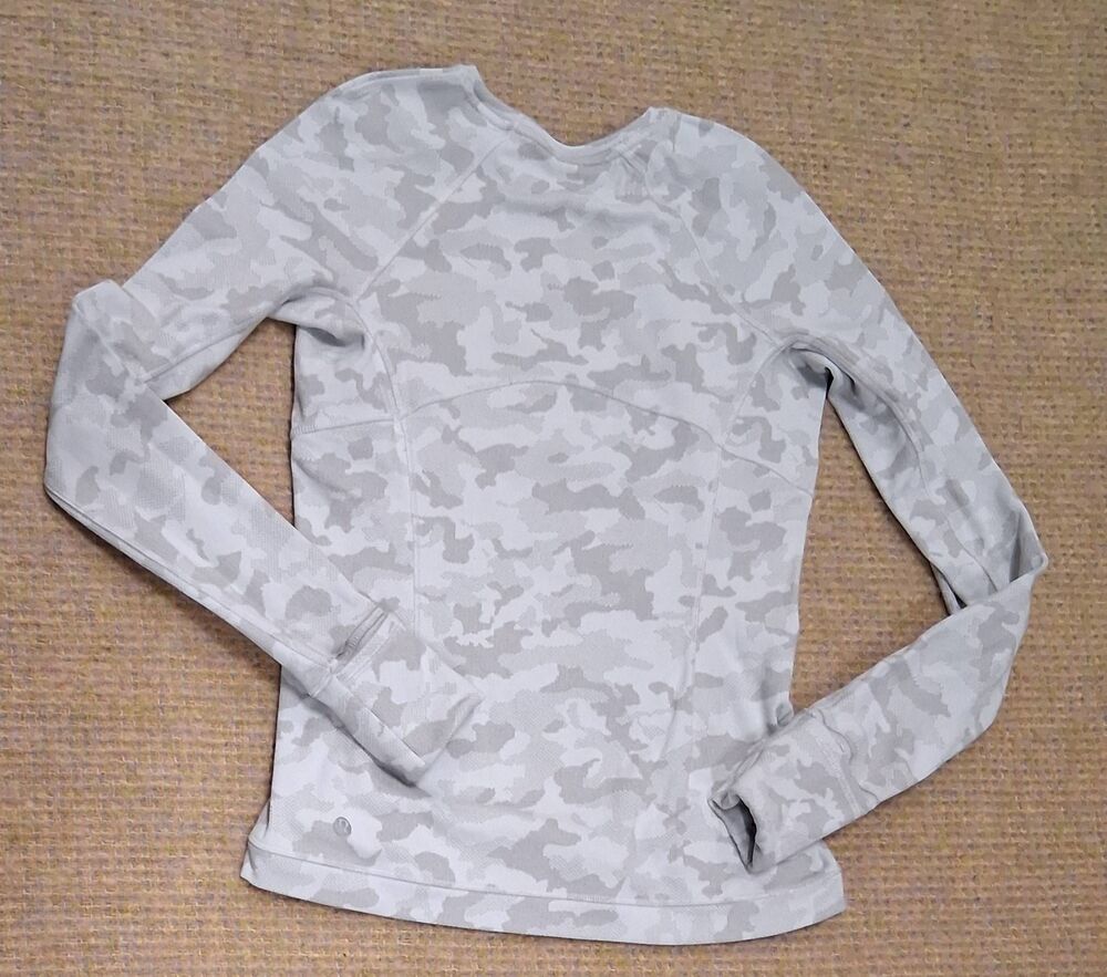 Lululemon womens size 6 cream camou running sweatshirt crewneck Activewear - Picture 4 of 8